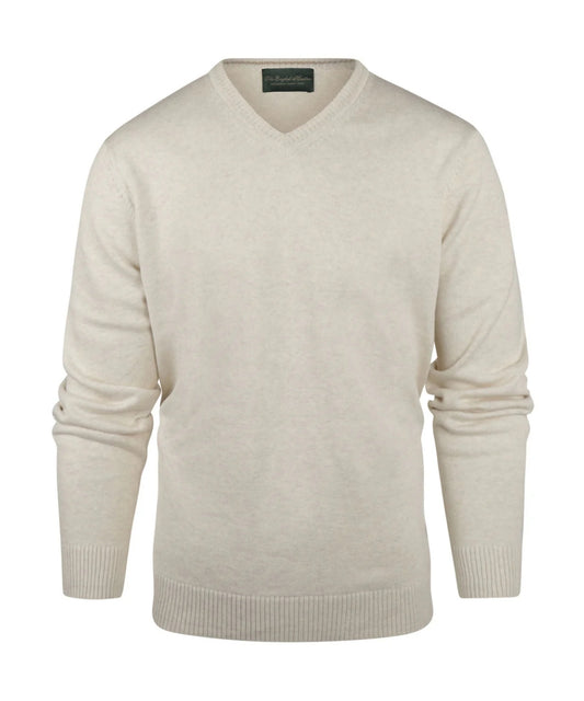Katoen V-Hals Pullover | Light Beige