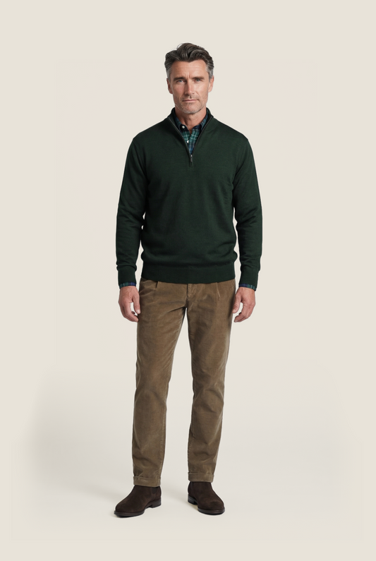 Merino Turtle rits | Fles Groen
