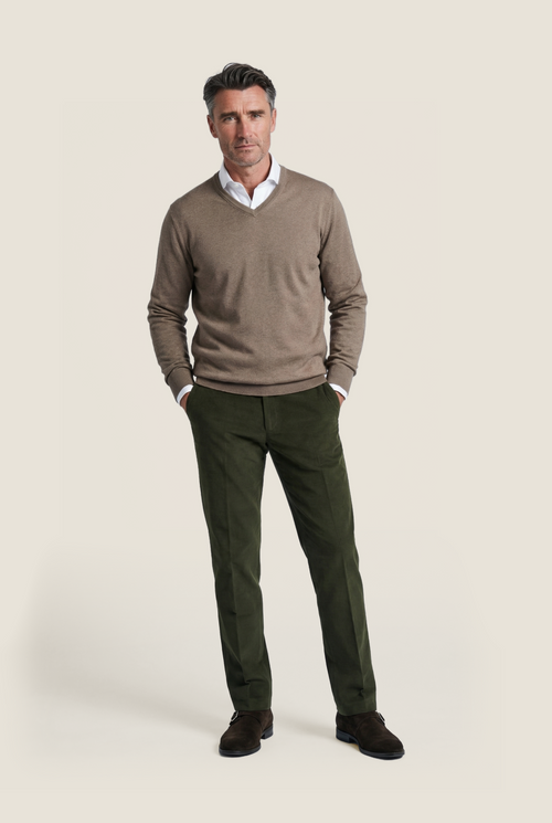 Pullover V-Hals Cotton/Cashmere | Bruin