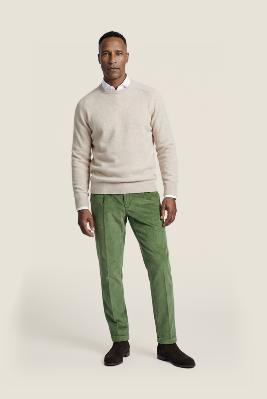 Lamswol Ronde Hals Pullover | Beige
