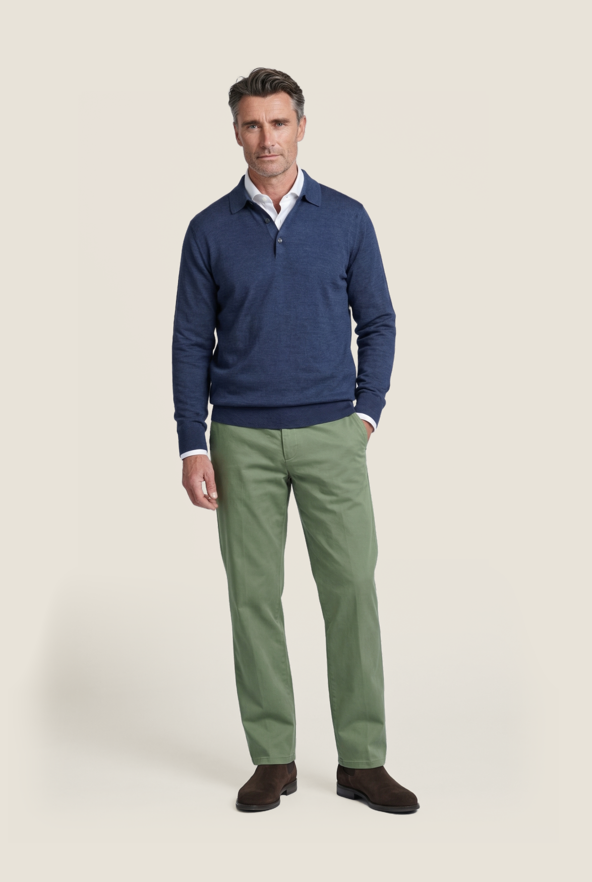 Polo-Pullover aus Merinowolle | Blau