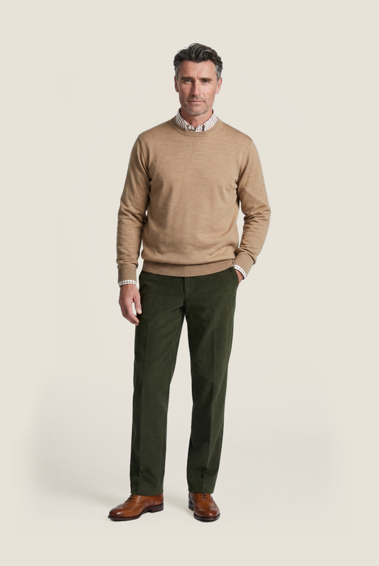 Merino Ronde Hals Pullover | Camel