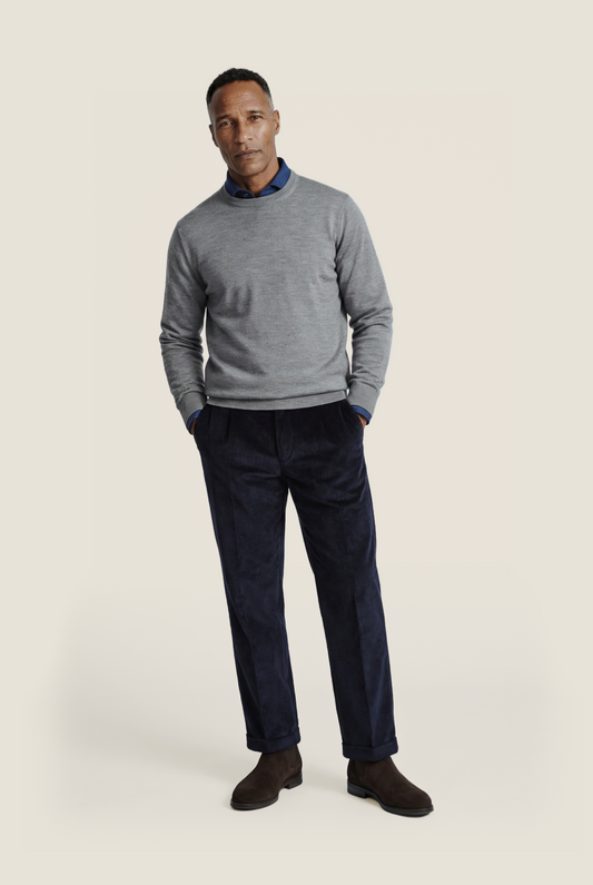 Merino Ronde Hals Pullover | Grijs