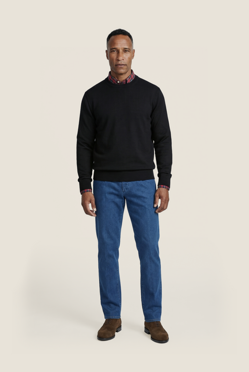 Pullover Merino wol ronde hals | Zwart