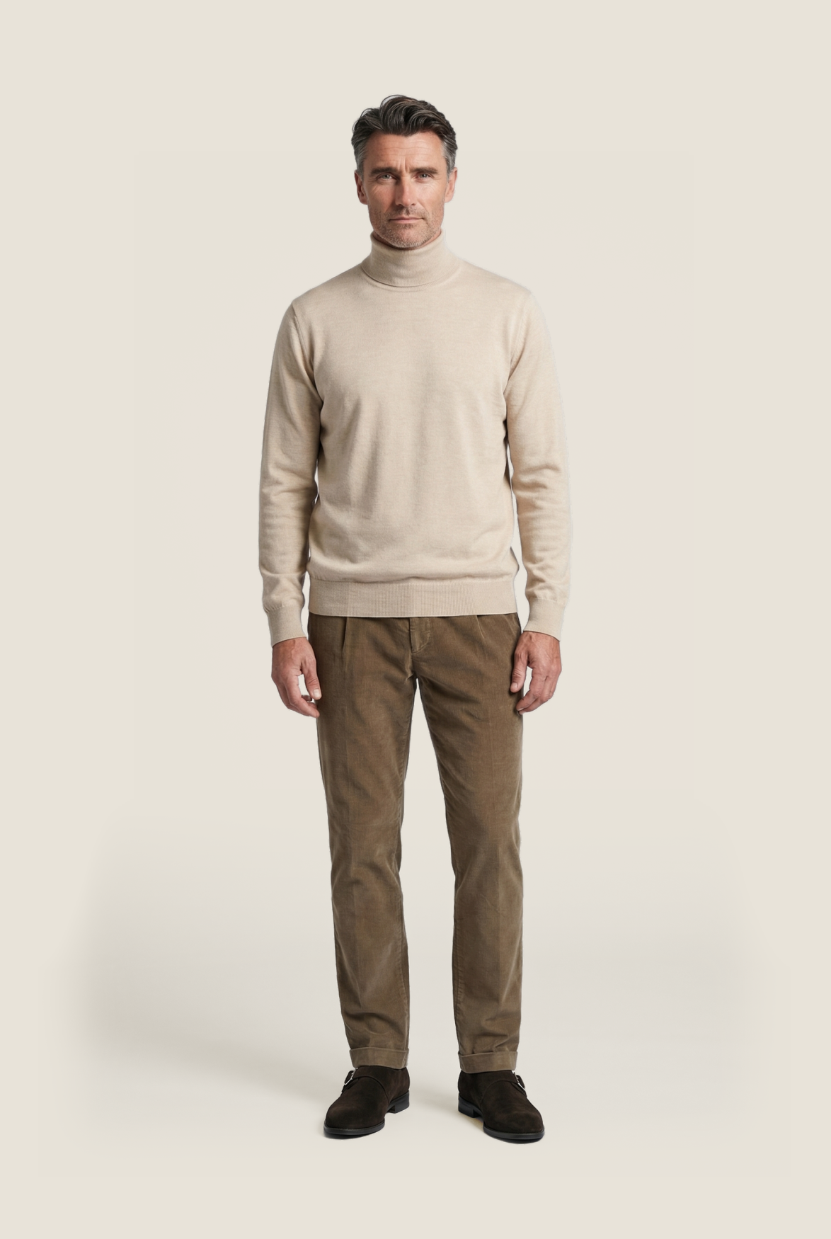 Rollkragenpullover aus Merinowolle | Beige