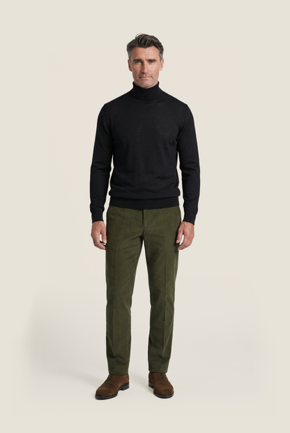 Merino Roll Neck Pullover | Zwart