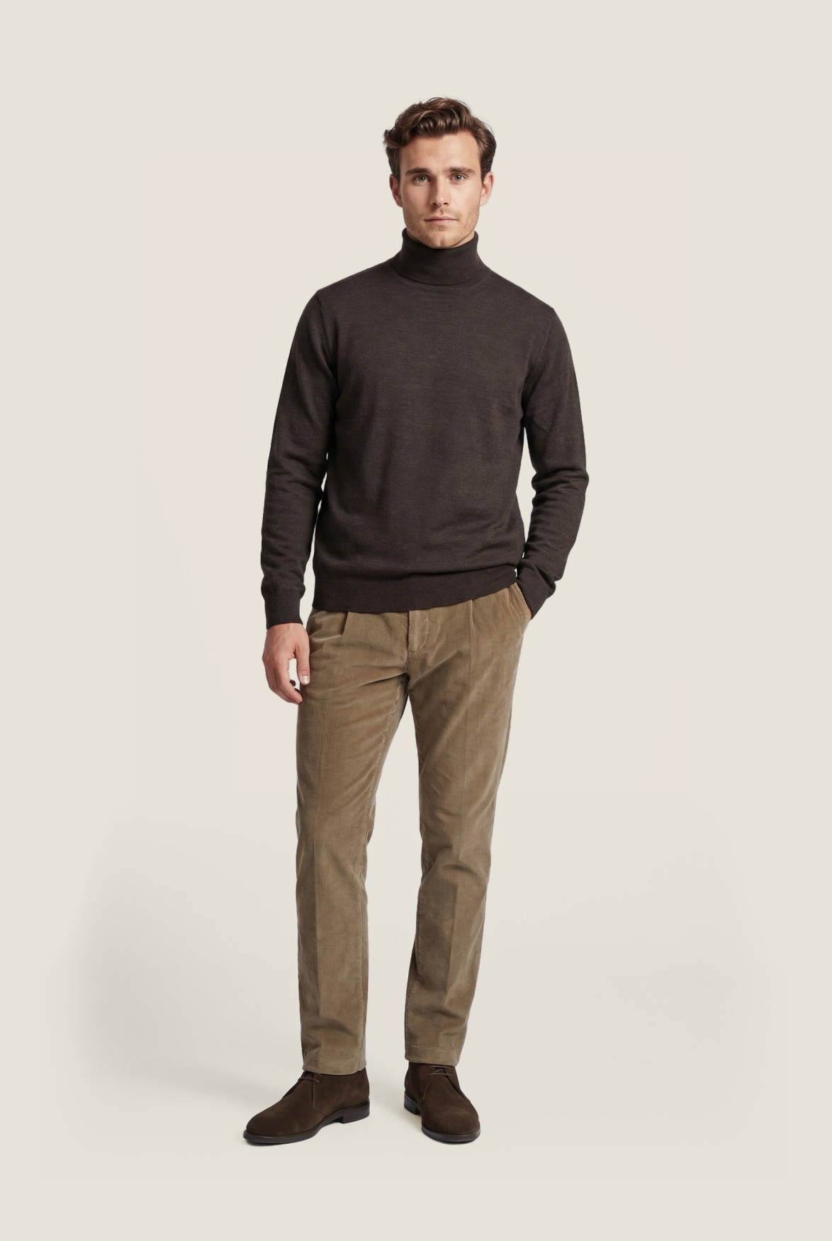 Rollkragenpullover aus Merinowolle | Dunkelbraun