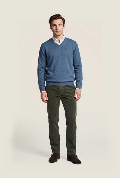 Pullover merino wol v-hals | Bleu Mix