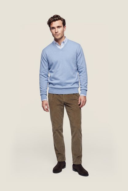 Merino wool v-neck sweater | Light Blue