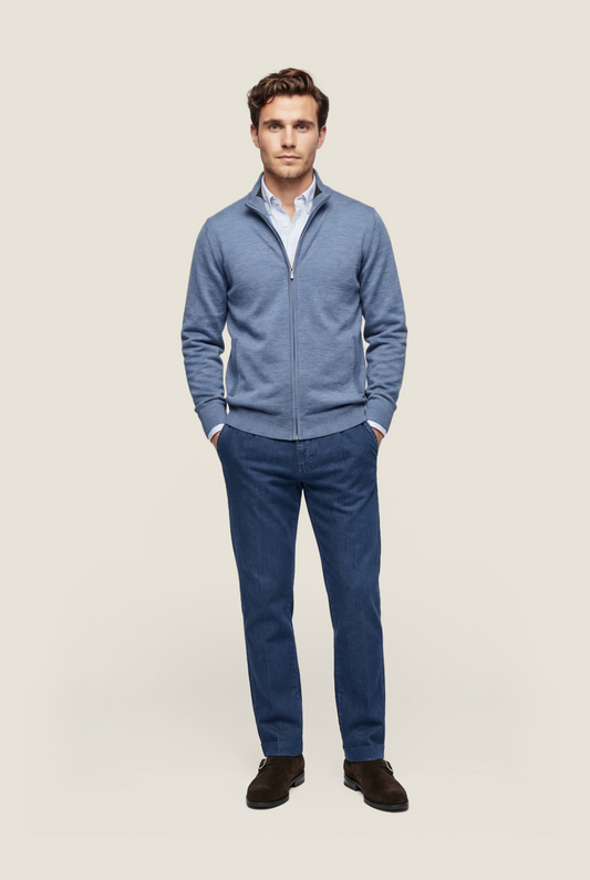 Merino Rits Vest | Staal Blauw