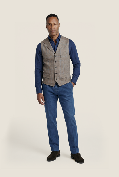 Wellington Gilet 100% Silk | Brown