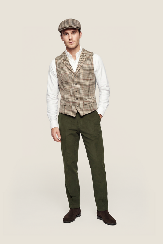 Gilet | Bruin melange houndstooth